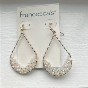 Francesca's Collections Gold and Cream Beaded Earrings